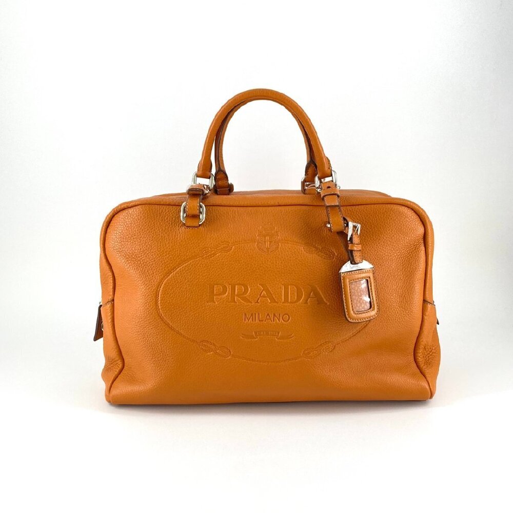 Prada Saffiano leather duffle Boston bag Black
